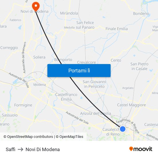 Saffi to Novi Di Modena map