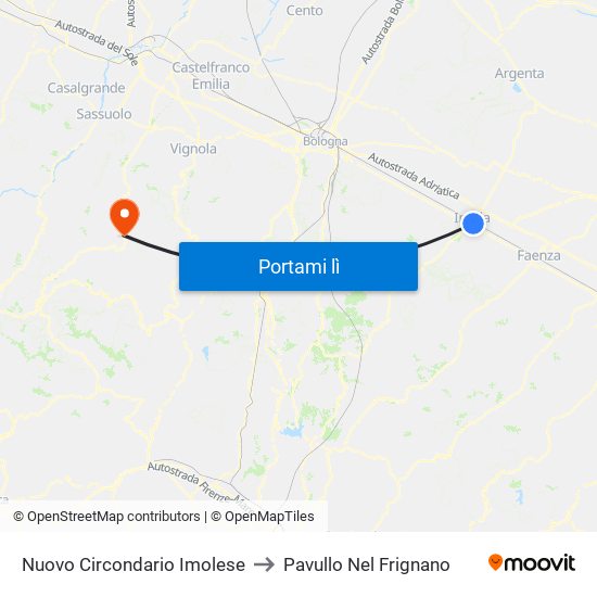 Nuovo Circondario Imolese to Pavullo Nel Frignano map