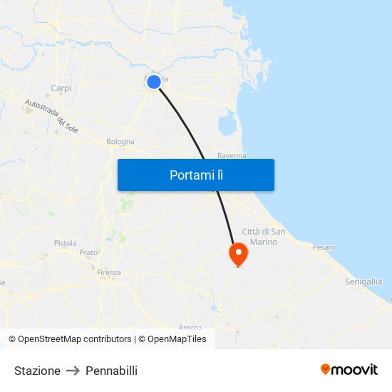 Stazione to Pennabilli map