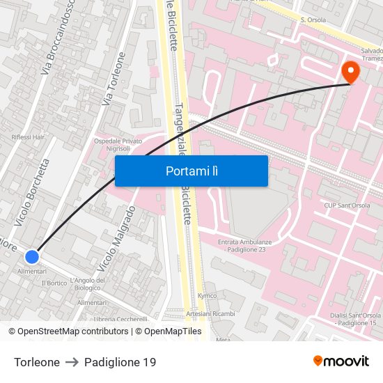 Torleone to Padiglione 19 map