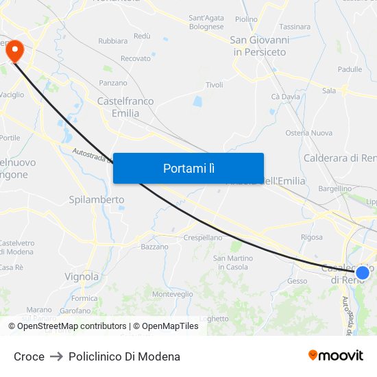 Croce to Policlinico Di Modena map