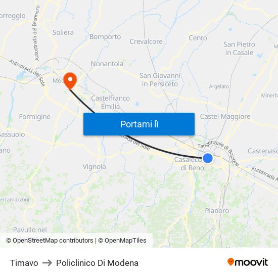Timavo to Policlinico Di Modena map
