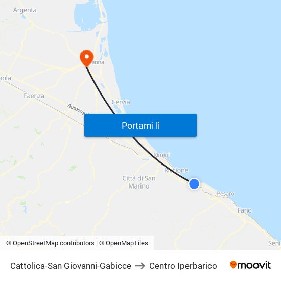 Cattolica-San Giovanni-Gabicce to Centro Iperbarico map