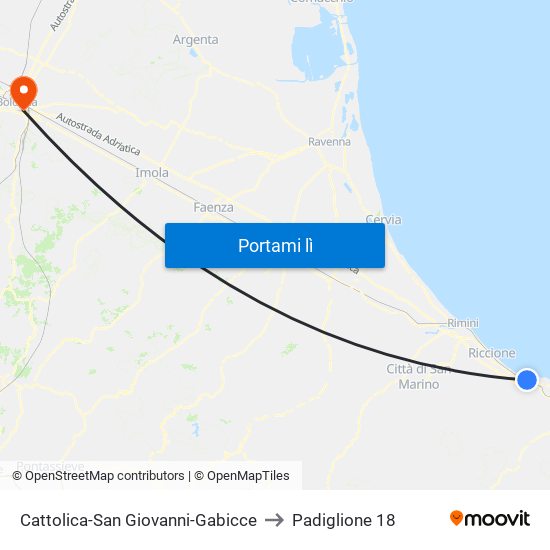 Cattolica-San Giovanni-Gabicce to Padiglione 18 map