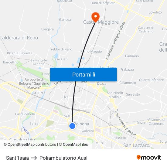 Sant`Isaia to Poliambulatorio Ausl map