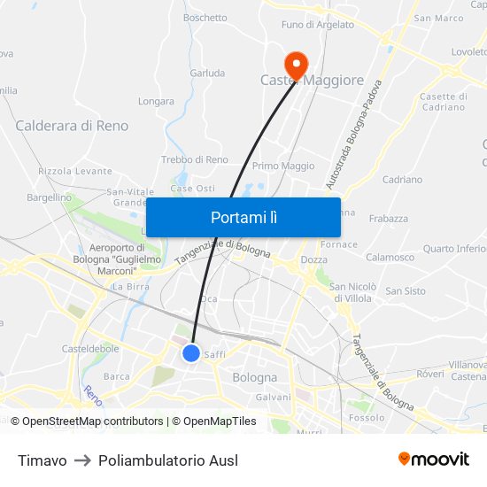Timavo to Poliambulatorio Ausl map