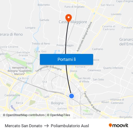Mercato San Donato to Poliambulatorio Ausl map