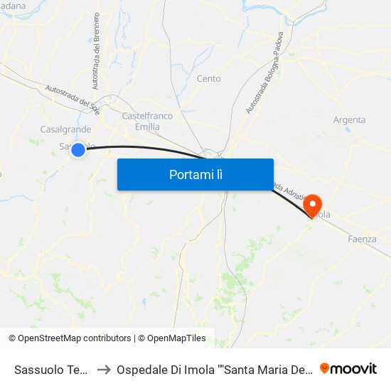 Sassuolo Terminal to Ospedale Di Imola ""Santa Maria Della Scaletta"" map