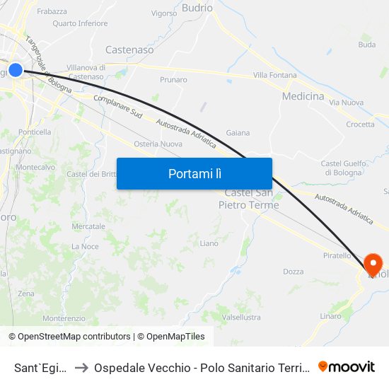 Sant`Egidio to Ospedale Vecchio - Polo Sanitario Territoriale map
