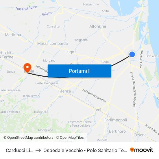 Carducci Liceo to Ospedale Vecchio - Polo Sanitario Territoriale map