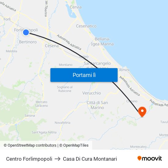 Centro Forlimpopoli to Casa Di Cura Montanari map