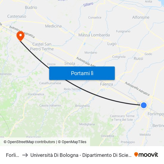 Forli FS C to Università Di Bologna - Dipartimento Di Scienze Mediche Veterinarie map