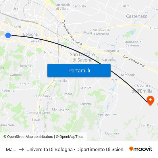 Martini to Università Di Bologna - Dipartimento Di Scienze Mediche Veterinarie map