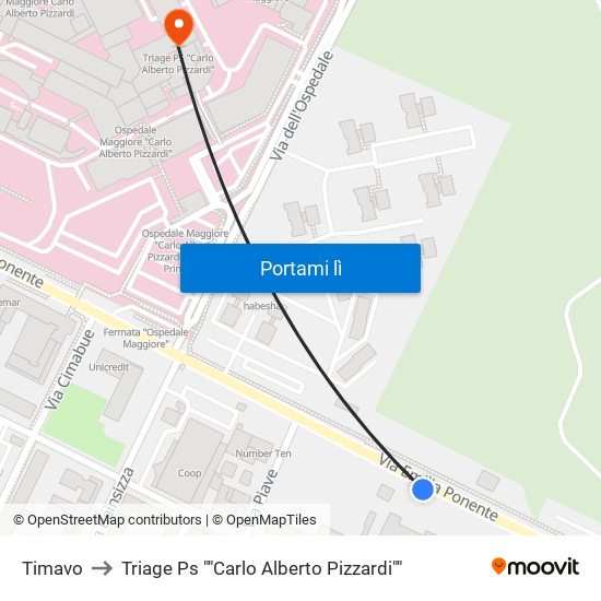 Timavo to Triage Ps ""Carlo Alberto Pizzardi"" map