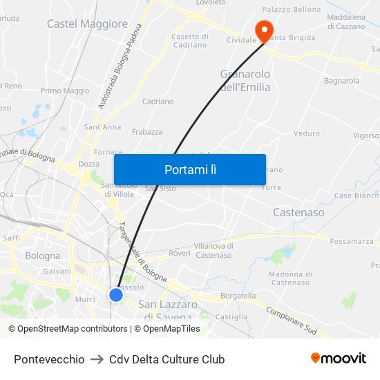 Pontevecchio to Cdv Delta Culture Club map