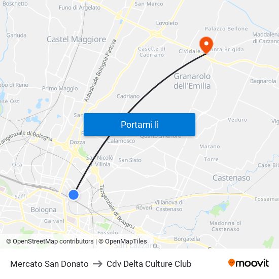 Mercato San Donato to Cdv Delta Culture Club map