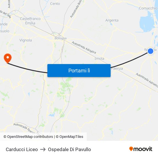 Carducci Liceo to Ospedale Di Pavullo map