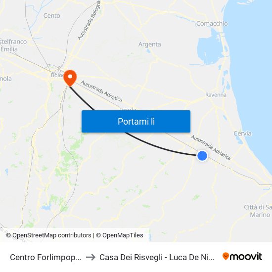 Centro Forlimpopoli to Casa Dei Risvegli - Luca De Nigris map
