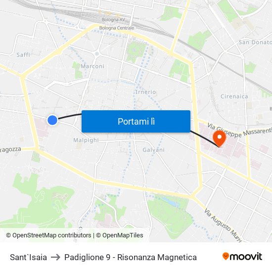 Sant`Isaia to Padiglione 9 - Risonanza Magnetica map