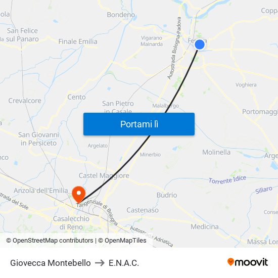 Giovecca Montebello to E.N.A.C. map