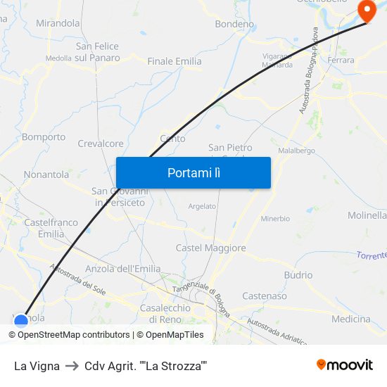 La Vigna to Cdv Agrit. ""La Strozza"" map