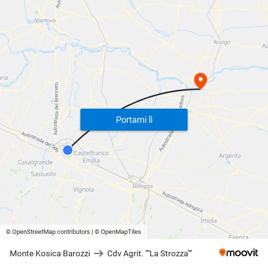 Monte Kosica Barozzi to Cdv Agrit. ""La Strozza"" map