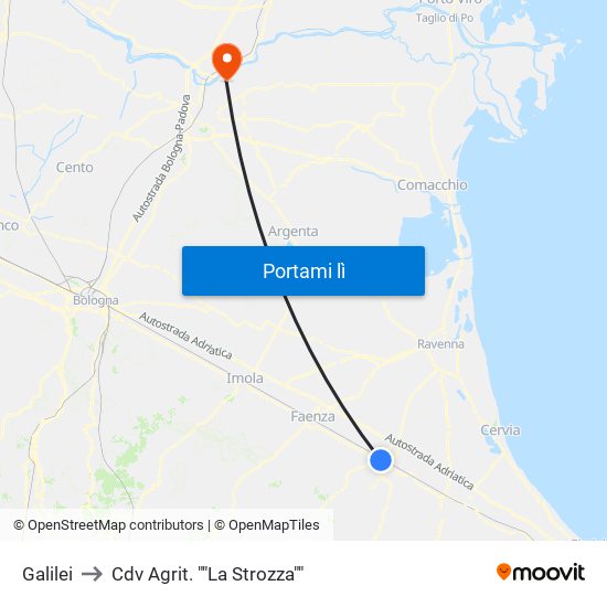 Galilei to Cdv Agrit. ""La Strozza"" map