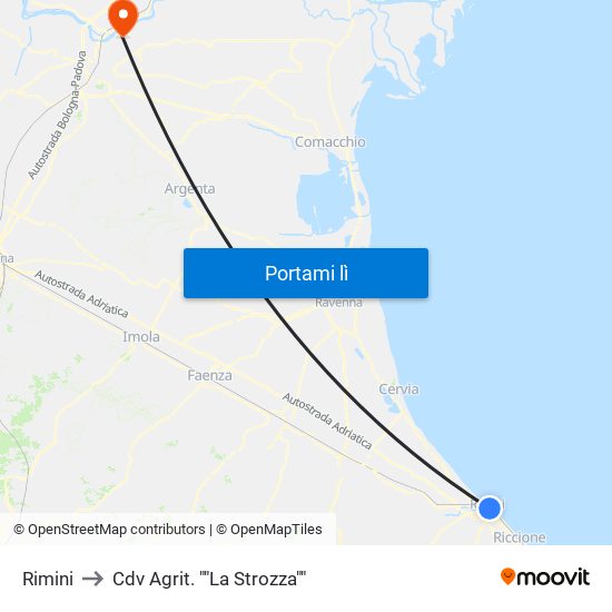 Rimini to Cdv Agrit. ""La Strozza"" map