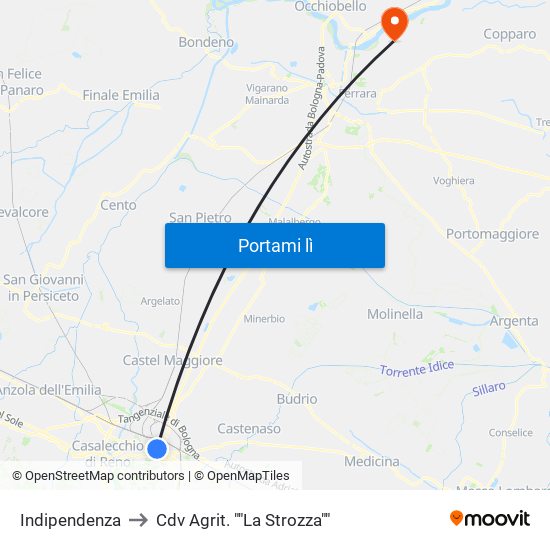 Indipendenza to Cdv Agrit. ""La Strozza"" map