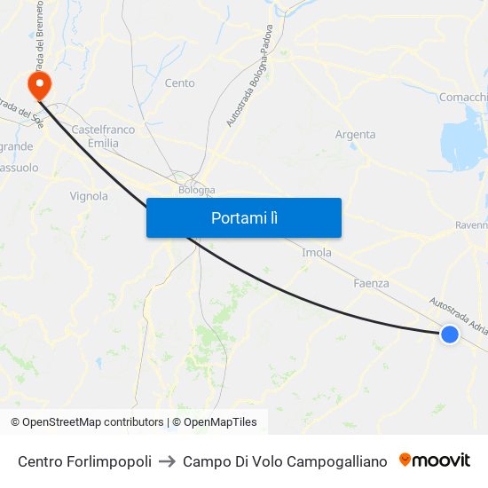 Centro Forlimpopoli to Campo Di Volo Campogalliano map