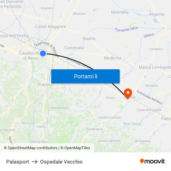 Palasport to Ospedale Vecchio map