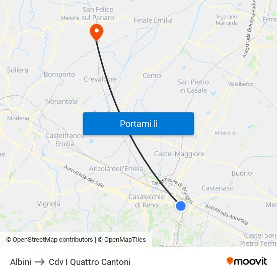 Albini to Cdv I Quattro Cantoni map