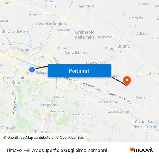 Timavo to Aviosuperficie Guglielmo Zamboni map