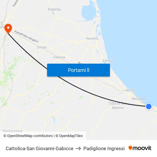 Cattolica-San Giovanni-Gabicce to Padiglione Ingressi map