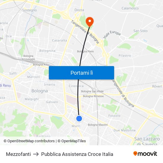 Mezzofanti to Pubblica Assistenza Croce Italia map