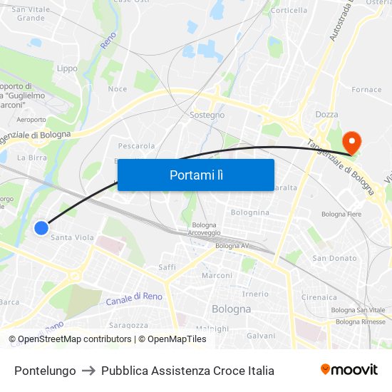 Pontelungo to Pubblica Assistenza Croce Italia map