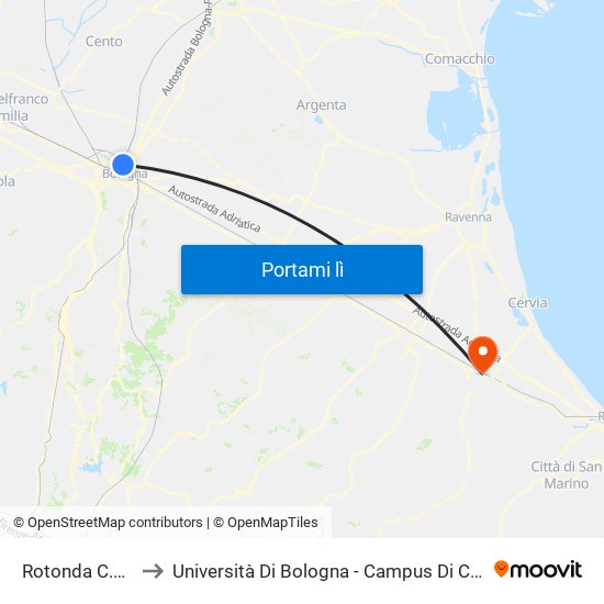 Rotonda C.N.R. to Università Di Bologna - Campus Di Cesena map