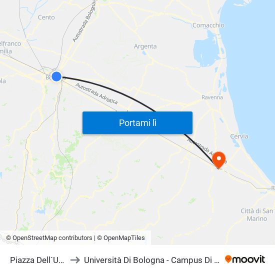 Piazza Dell`Unita` to Università Di Bologna - Campus Di Cesena map