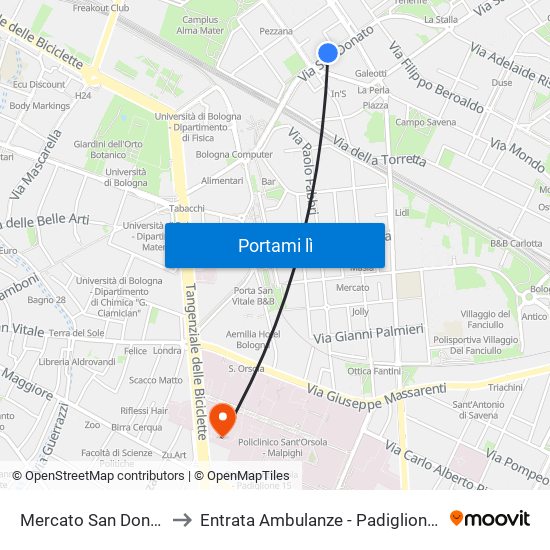 Mercato San Donato to Entrata Ambulanze - Padiglione 23 map