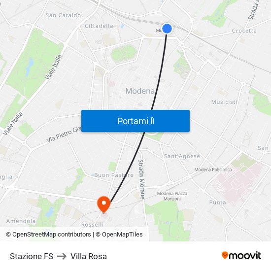 Stazione FS to Villa Rosa map