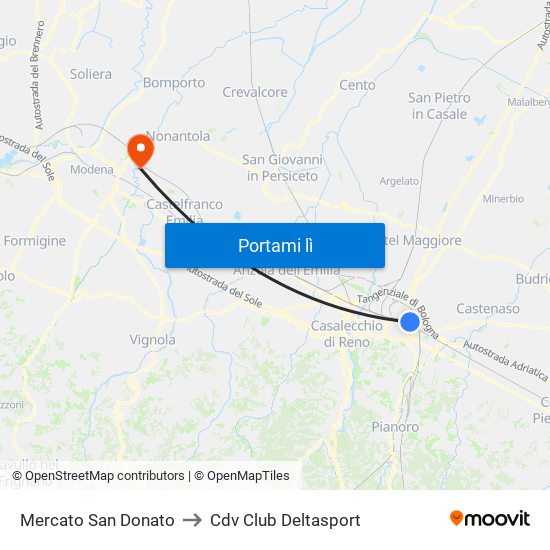 Mercato San Donato to Cdv Club Deltasport map