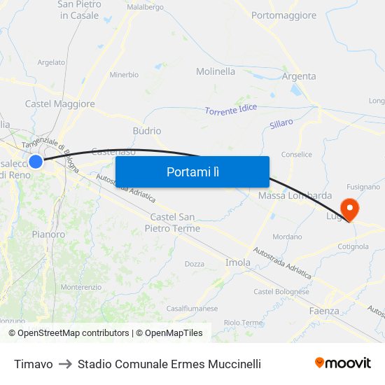 Timavo to Stadio Comunale Ermes Muccinelli map