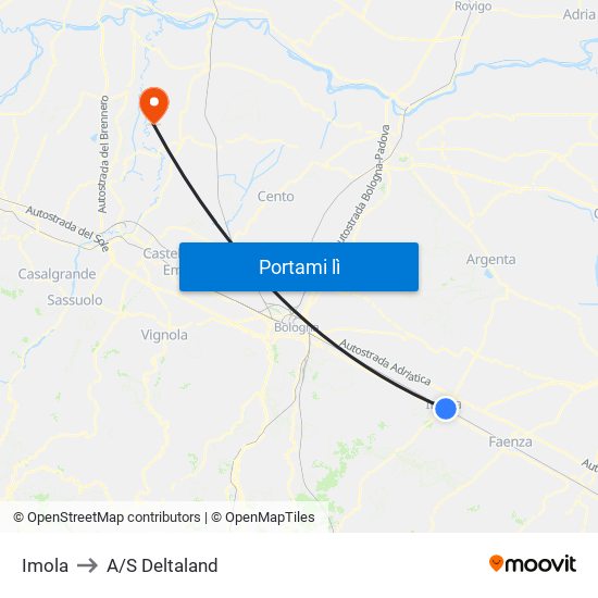 Imola to A/S Deltaland map