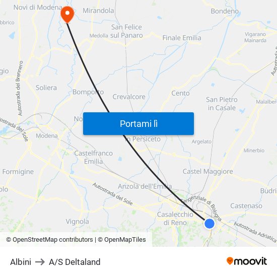 Albini to A/S Deltaland map