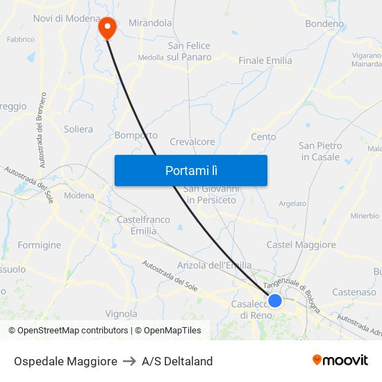 Ospedale Maggiore to A/S Deltaland map