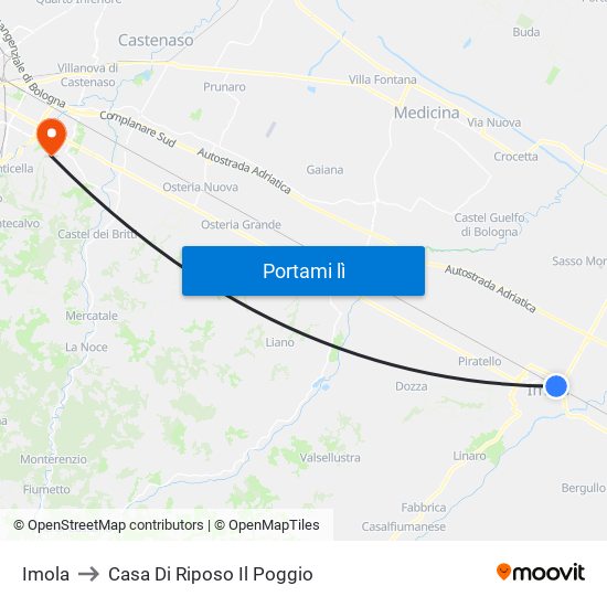 Imola to Casa Di Riposo Il Poggio map