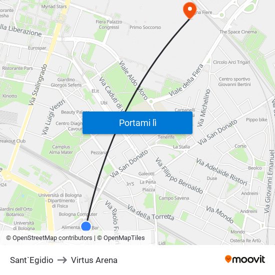 Sant`Egidio to Virtus Arena map