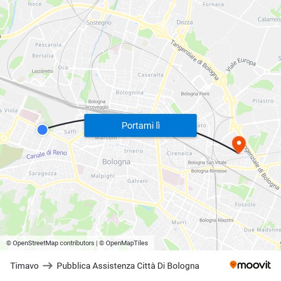 Timavo to Pubblica Assistenza Città Di Bologna map