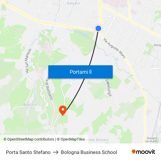 Porta Santo Stefano to Bologna Business School map