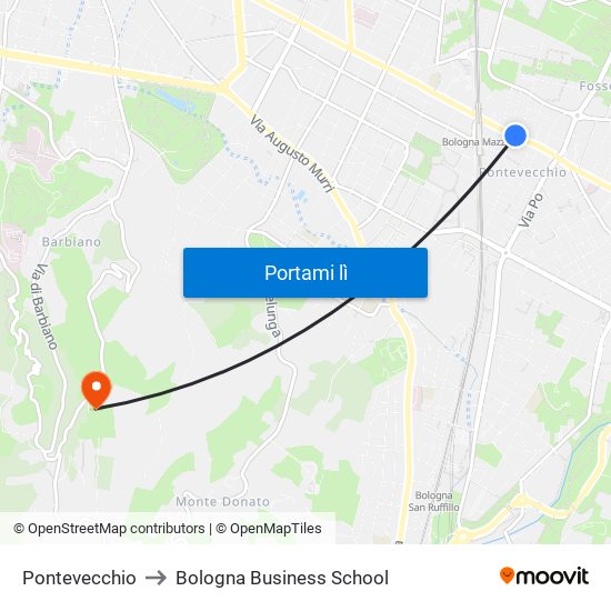 Pontevecchio to Bologna Business School map